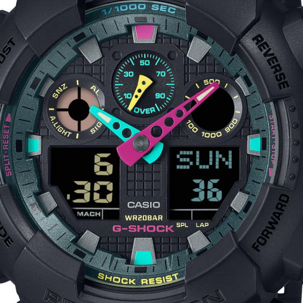 G-shock MULTI-FLUORESCENT ACCENTS GA-100MF-1A - zegarek męski 2