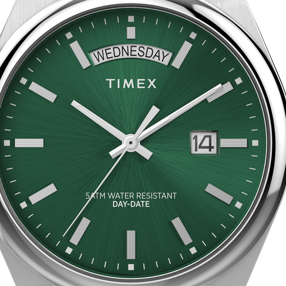 Timex TW2W57300 Legacy Eco Leather Strap Green 41mm - zegarek męski 2