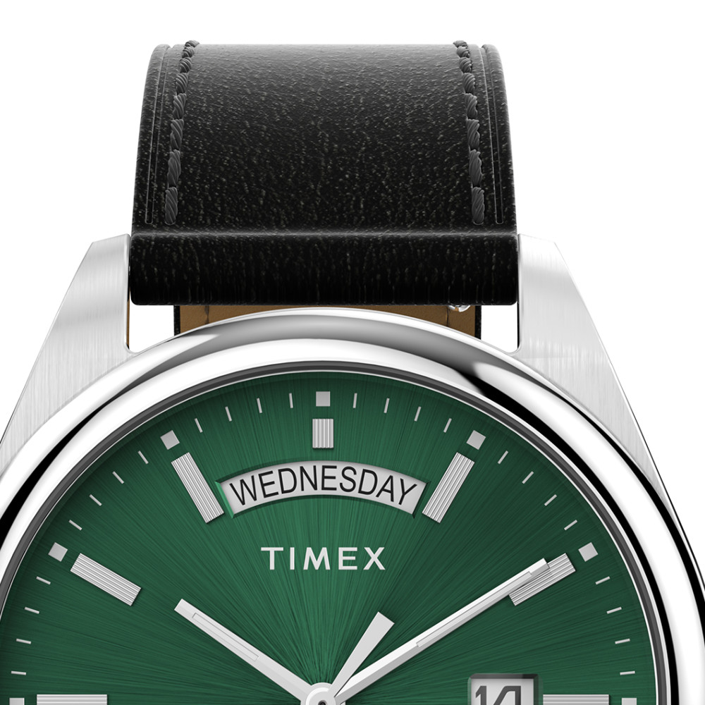 Timex TW2W57300 Legacy Eco Leather Strap Green 41mm - zegarek męski 3