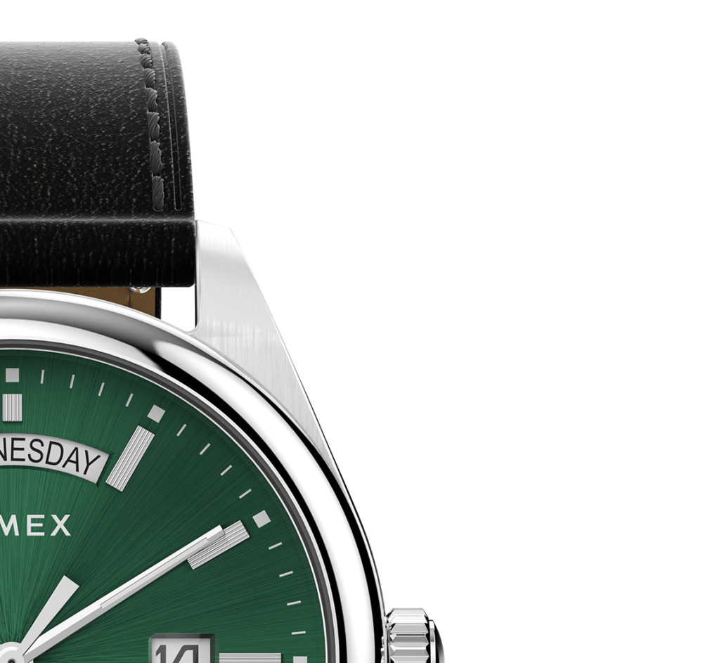 Timex TW2W57300 Legacy Eco Leather Strap Green 41mm - zegarek męski 5