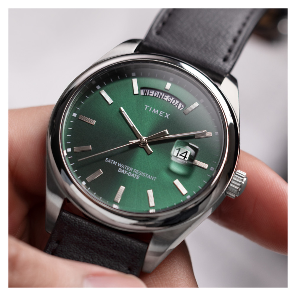 Timex TW2W57300 Legacy Eco Leather Strap Green 41mm - zegarek męski 12