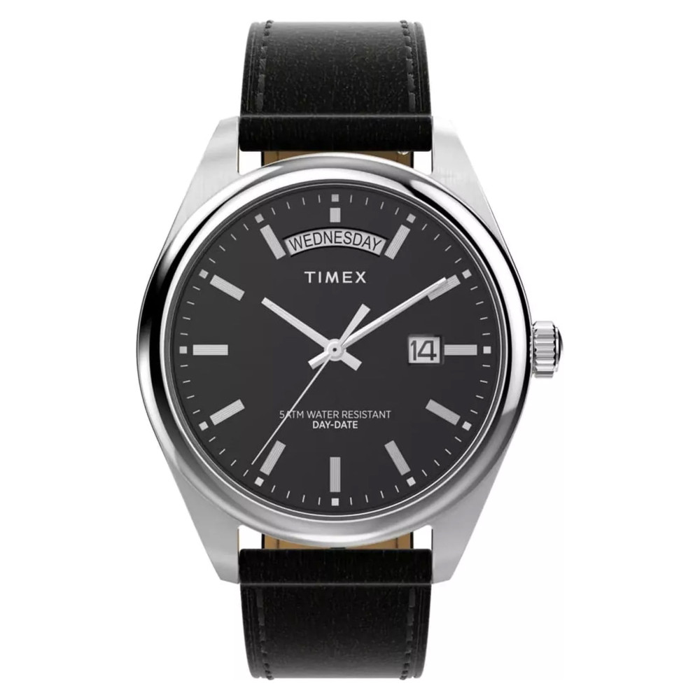 Timex TW2W57400 Legacy Eco Leather Strap Black 41mm - zegarek męski 1
