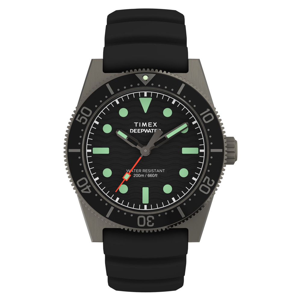 Timex TW2W74700 Deepwater Reef 200 41mm Black Synthetic Rubber Strap - zegarek męski 1