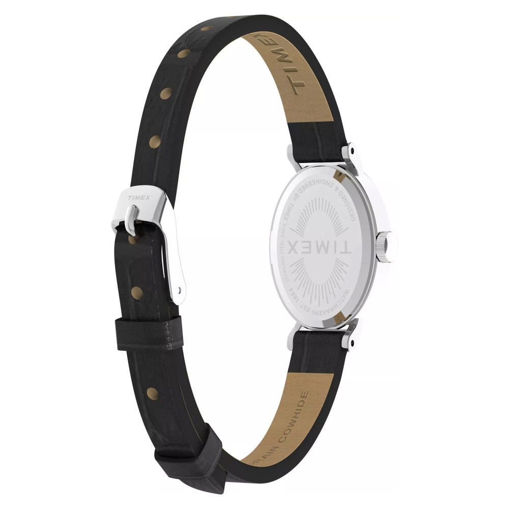 Timex TW2W78400 Cavatina Silver Black Leather Strap 19mm - zegarek damski 8