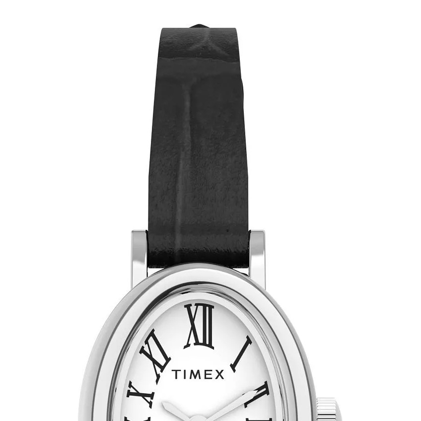 Timex TW2W78400 Cavatina Silver Black Leather Strap 19mm - zegarek damski 3
