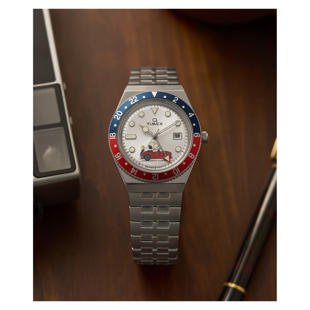 Timex TW2W83300 x Peanuts® Q Timex® GMT 38mm Stainless Steel Bracelet - zegarek męski 11
