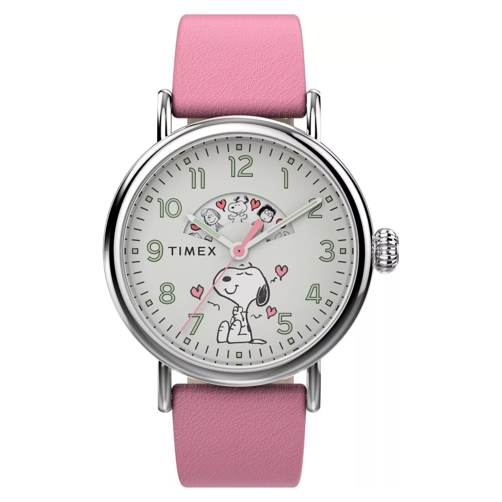 Timex TW2W88900 Standard x Peanuts Snoopy Valentines 40mm Leather Strap - zegarek damski 1