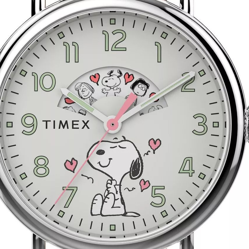 Timex TW2W88900 Standard x Peanuts Snoopy Valentines 40mm Leather Strap - zegarek damski 2