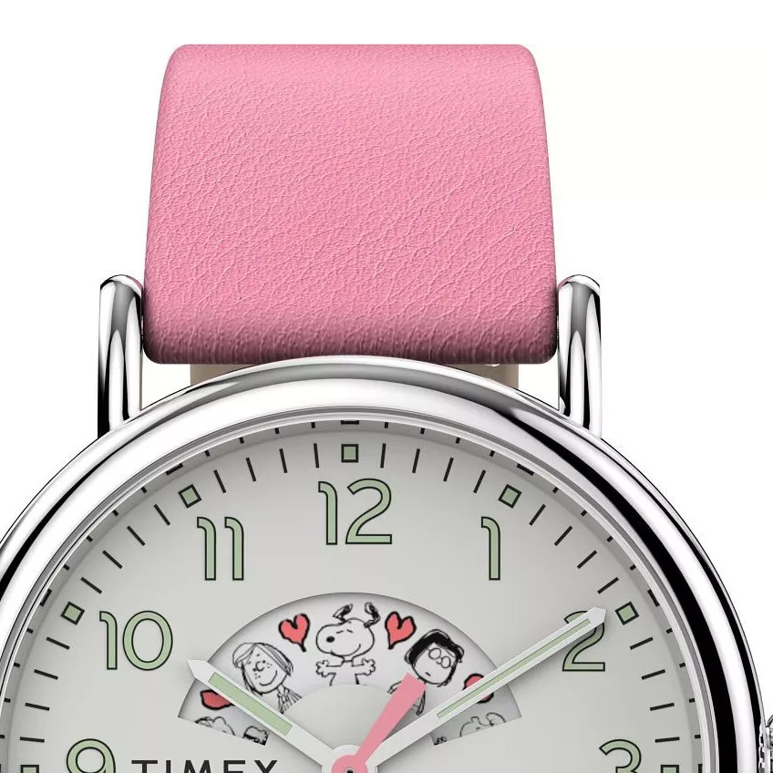 Timex TW2W88900 Standard x Peanuts Snoopy Valentines 40mm Leather Strap - zegarek damski 3
