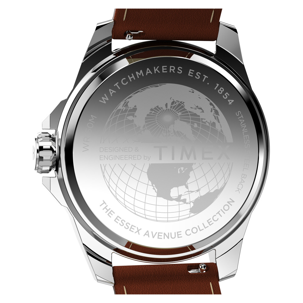 Timex TW2W92800 Essex Day & Date 46mm Leather Strap - zegarek męski 7