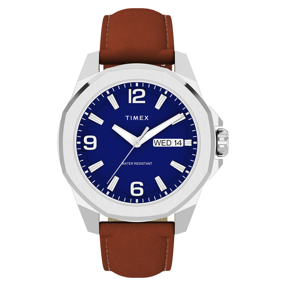 Timex TW2W92800 Essex Day & Date 46mm Leather Strap - zegarek męski 1
