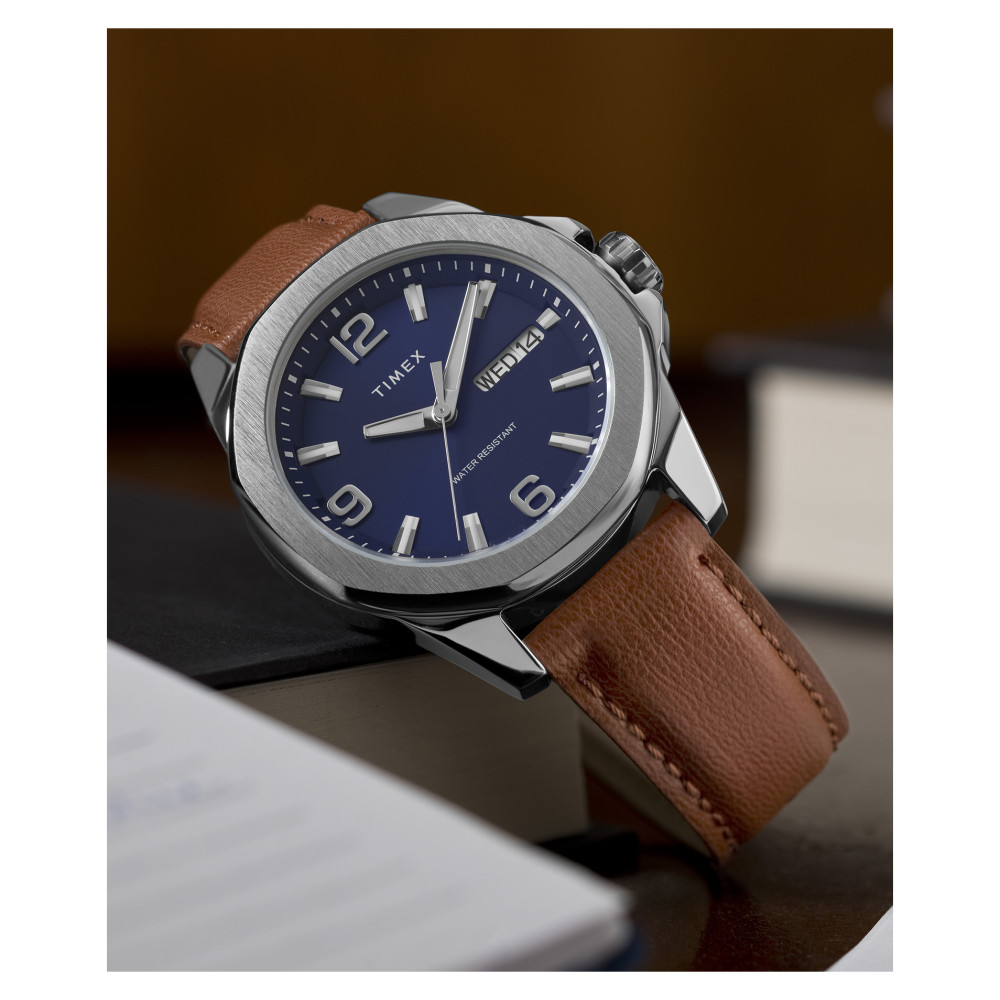 Timex TW2W92800 Essex Day & Date 46mm Leather Strap - zegarek męski 11