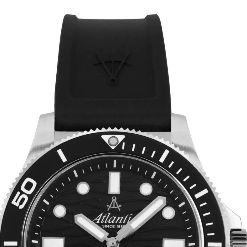 Atlantic 81371.41.69PU Mariner Quartz Wave Black on PU Strap - zegarek męski 3