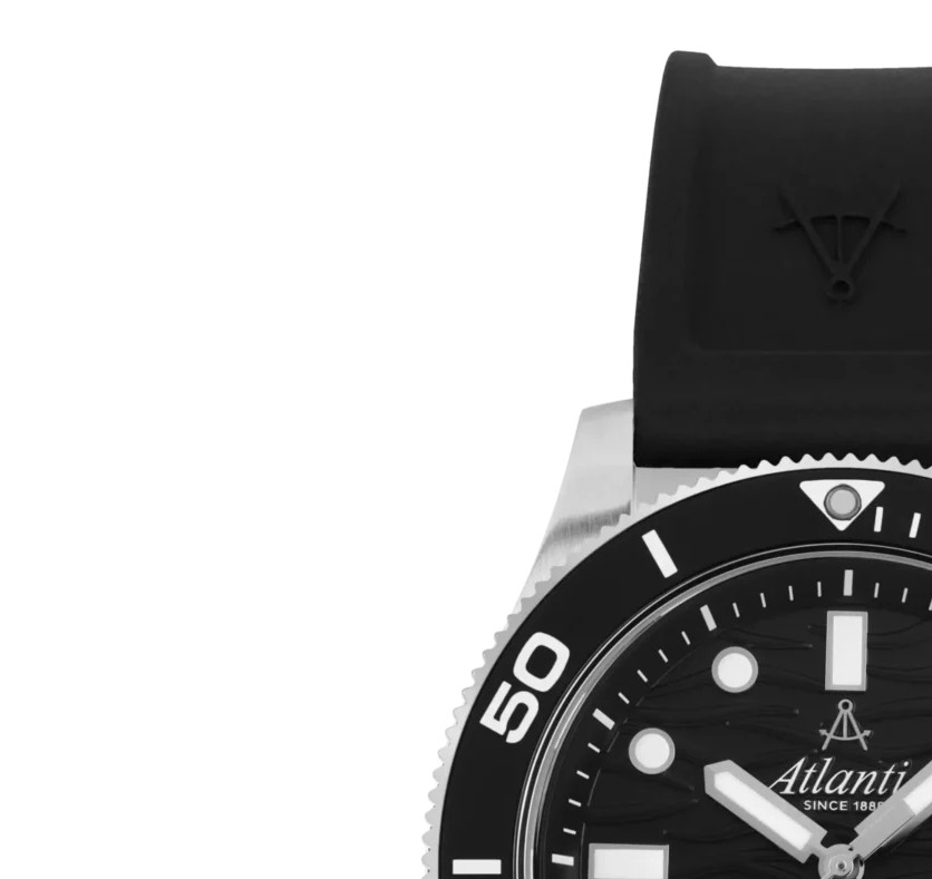 Atlantic 81371.41.69PU Mariner Quartz Wave Black on PU Strap - zegarek męski 4