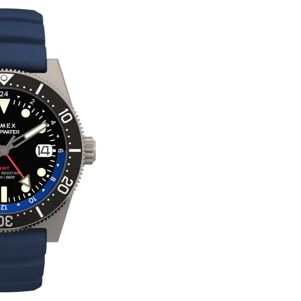 Timex TW2W75100 Deepwater Reef 200 GMT Blue Synthetic Rubber 41mm - zegarek męski 6