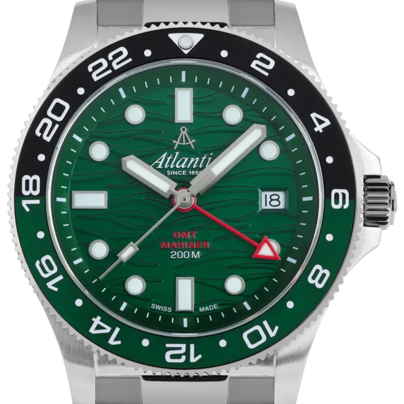 Atlantic 81576.41.79GMT Mariner Wave Quartz GMT Green - zegarek męski 2