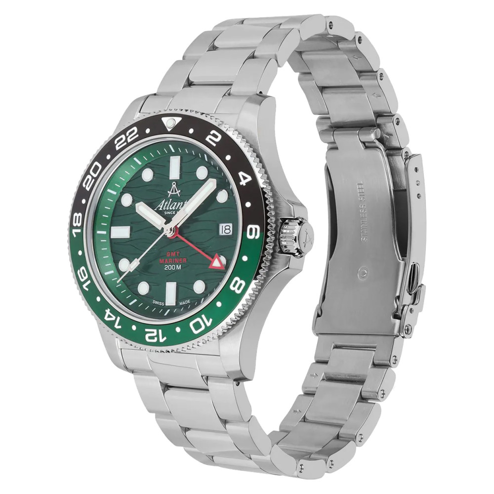 Atlantic 81576.41.79GMT Mariner Wave Quartz GMT Green - zegarek męski 9