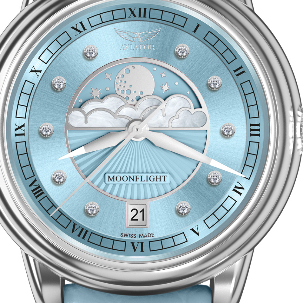 Aviator V.1.33.0.359.4 Douglas Moonflight Ice Blue Diamonds - zegarek damski 2