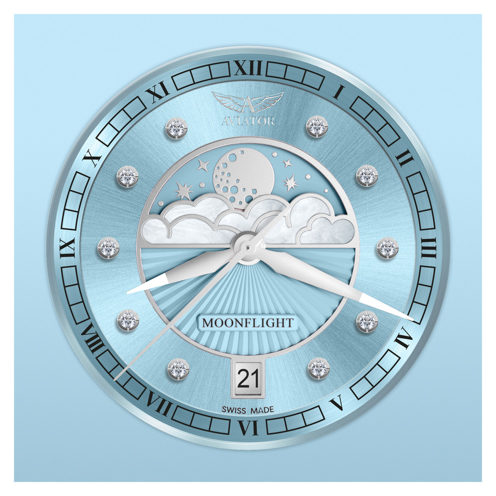 Aviator V.1.33.0.359.4 Douglas Moonflight Ice Blue Diamonds - zegarek damski 9