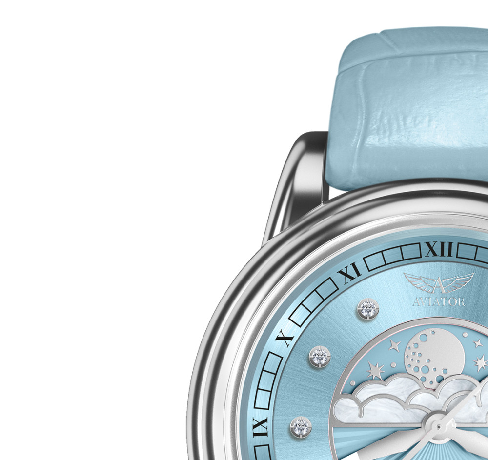 Aviator V.1.33.0.359.4 Douglas Moonflight Ice Blue Diamonds - zegarek damski 4