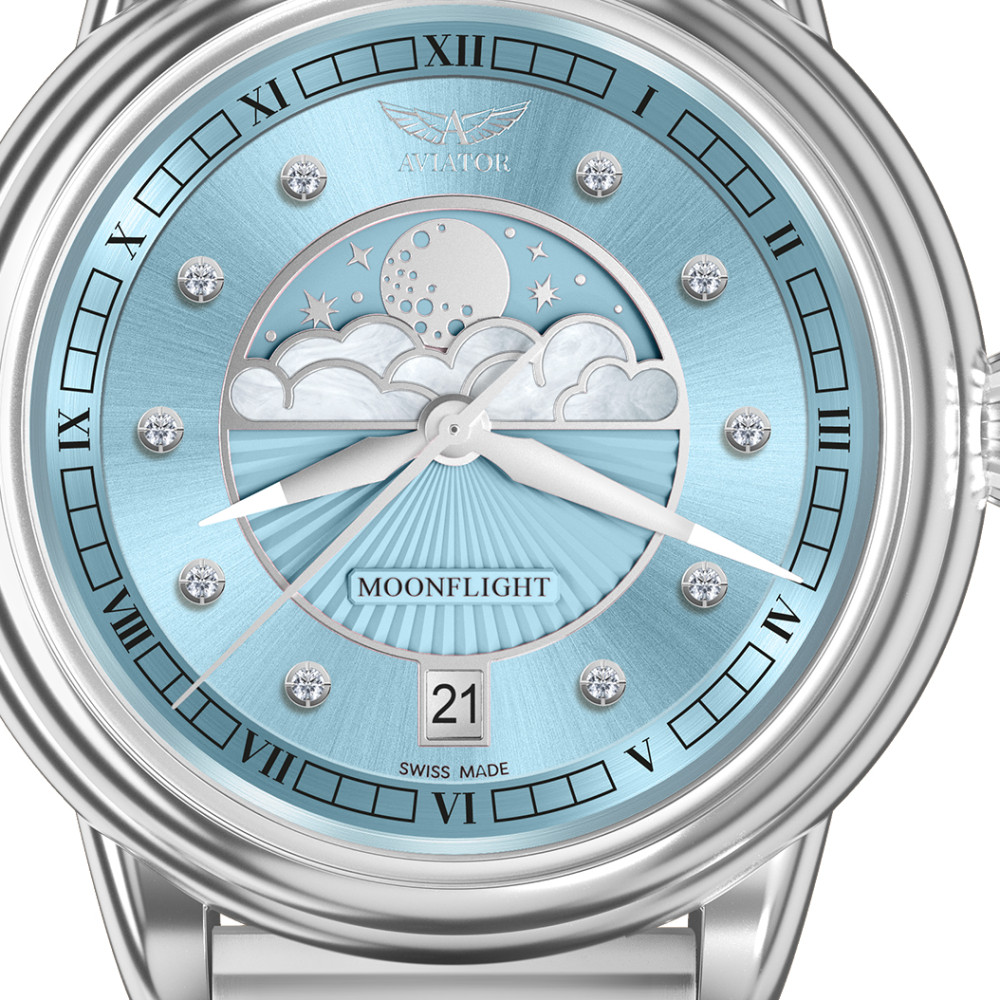 Aviator V.1.33.0.359.5 Douglas Moonflight Ice Blue Diamonds - zegarek damski 2