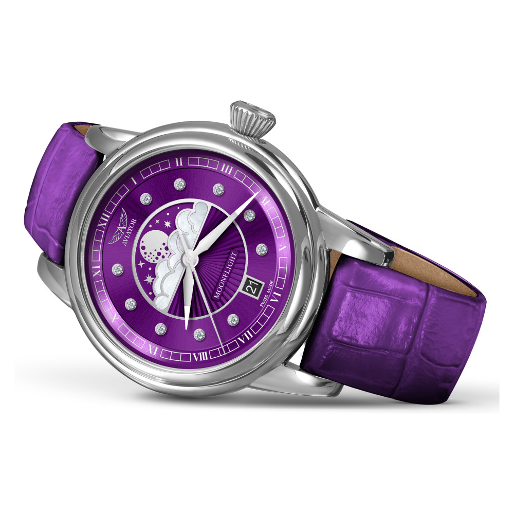 Aviator V.1.33.0.361.4 Douglas Moonflight Purple Diamonds - zegarek damski 8