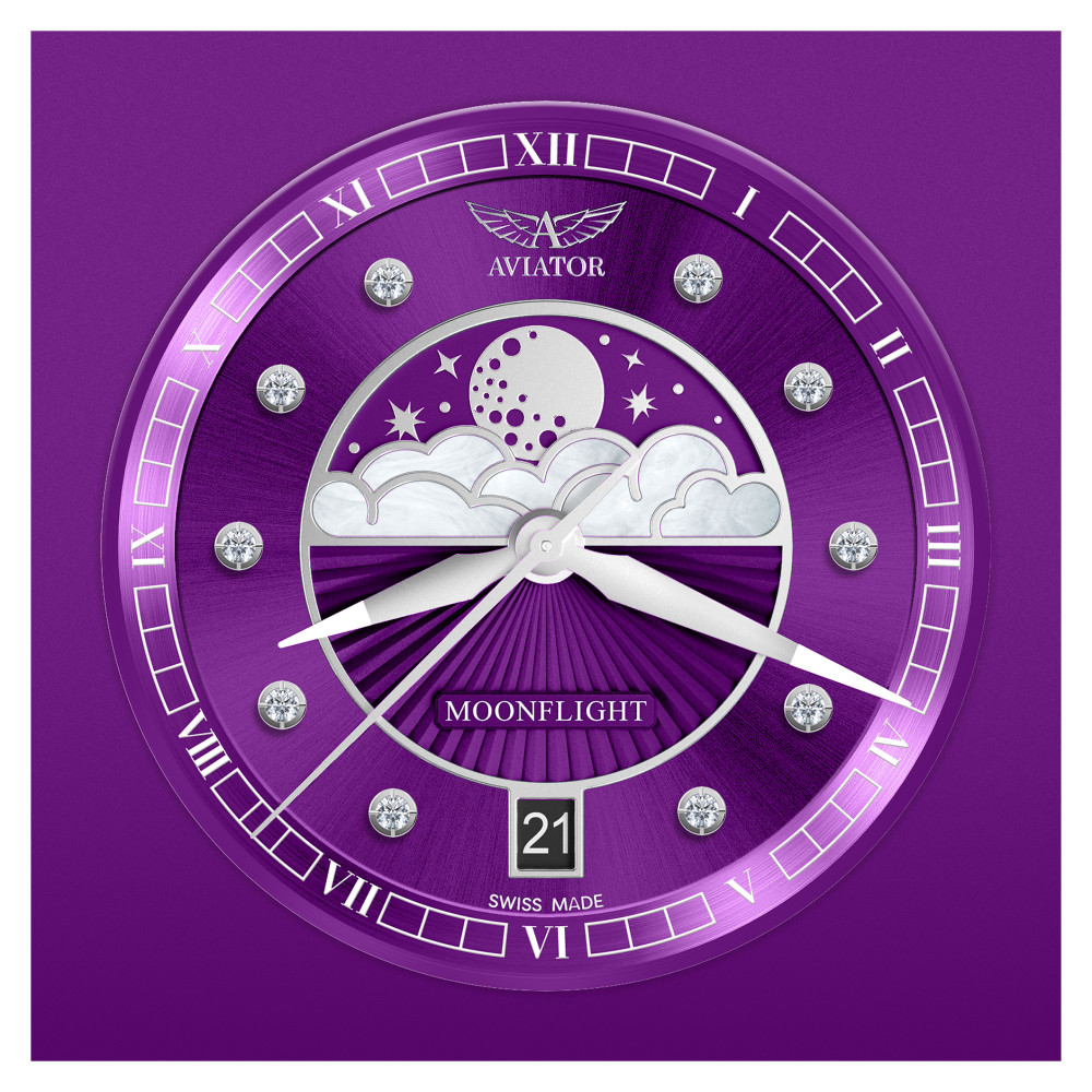 Aviator V.1.33.0.361.4 Douglas Moonflight Purple Diamonds - zegarek damski 9