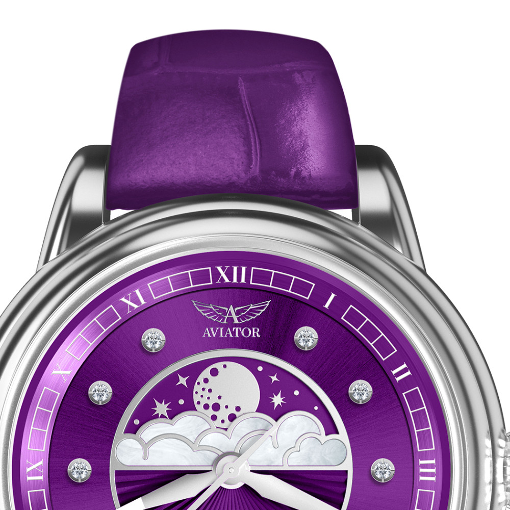Aviator V.1.33.0.361.4 Douglas Moonflight Purple Diamonds - zegarek damski 3