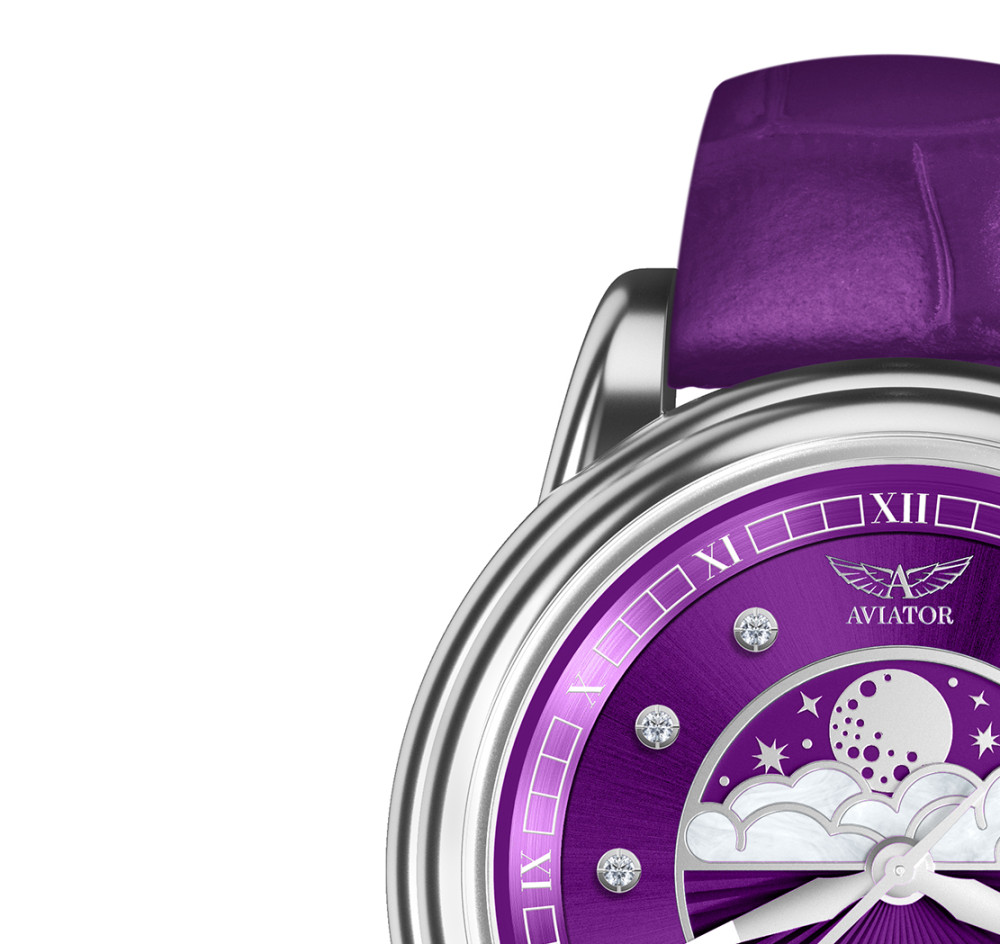 Aviator V.1.33.0.361.4 Douglas Moonflight Purple Diamonds - zegarek damski 4
