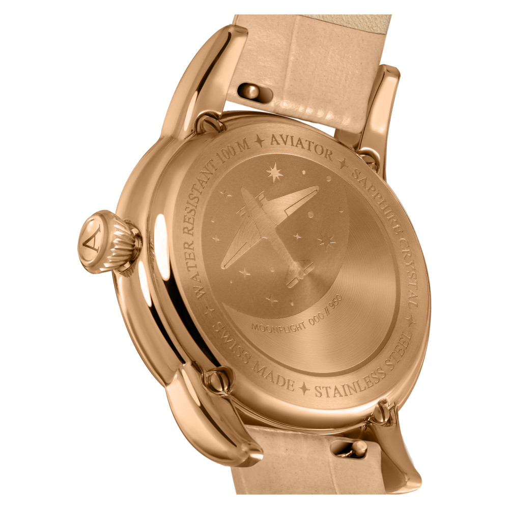 Aviator V.1.33.2.383.4 Douglas Moonflight Rose Gold Diamonds - zegarek damski 7