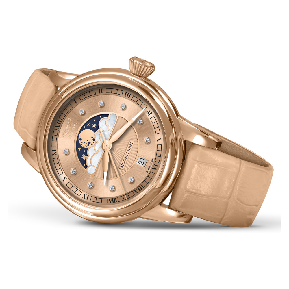 Aviator V.1.33.2.383.4 Douglas Moonflight Rose Gold Diamonds - zegarek damski 8