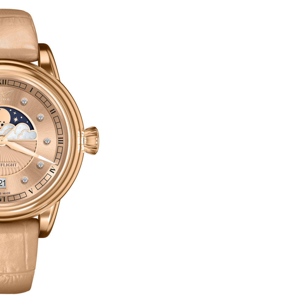 Aviator V.1.33.2.383.4 Douglas Moonflight Rose Gold Diamonds - zegarek damski 6
