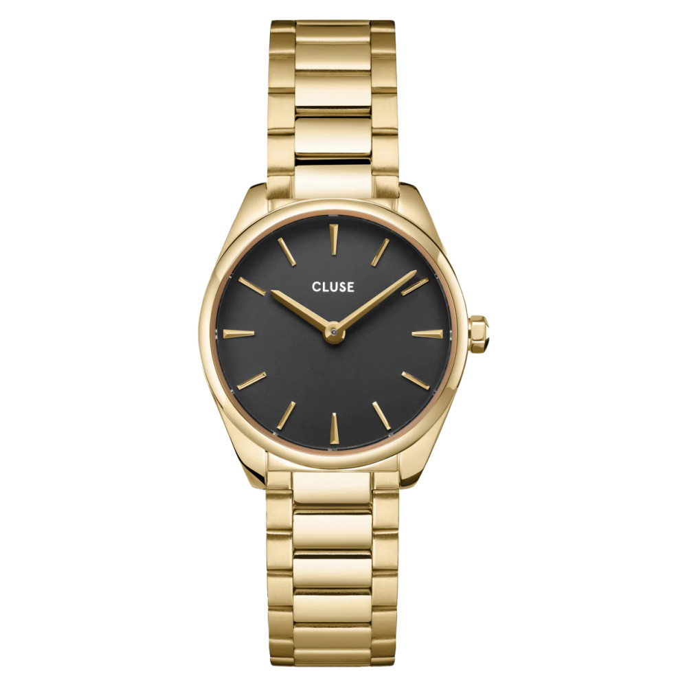 Cluse CG11701 Gift Box Féroce Mini Watch Black & Chain Bracelet Gold Colour - zegarek damski 1
