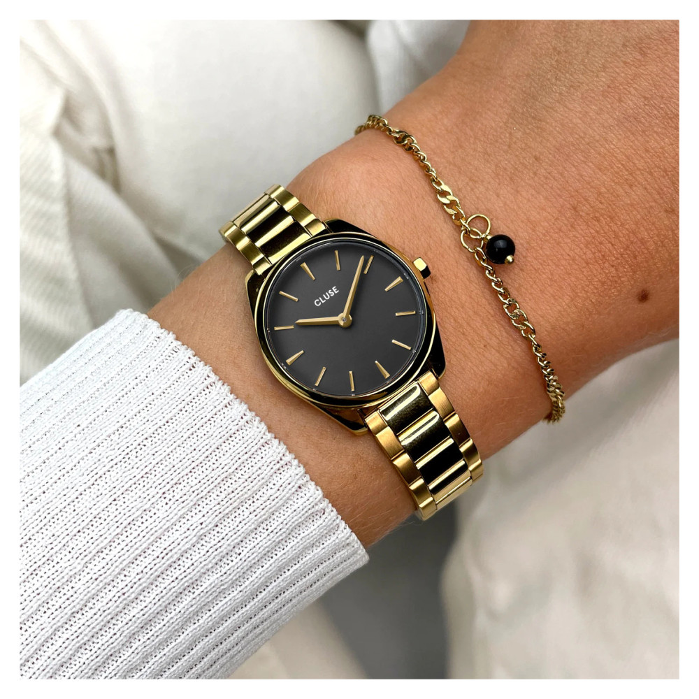 Cluse CG11701 Gift Box Féroce Mini Watch Black & Chain Bracelet Gold Colour - zegarek damski 10