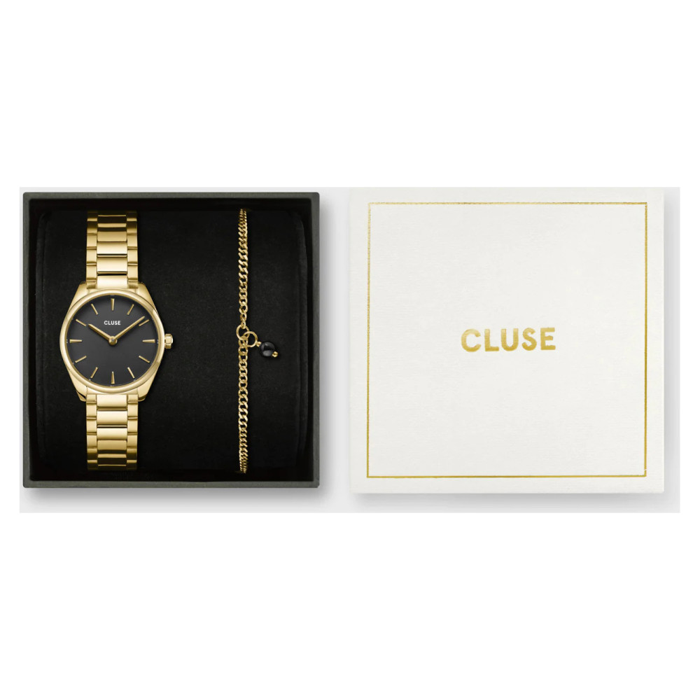 Cluse CG11701 Gift Box Féroce Mini Watch Black & Chain Bracelet Gold Colour - zegarek damski 11