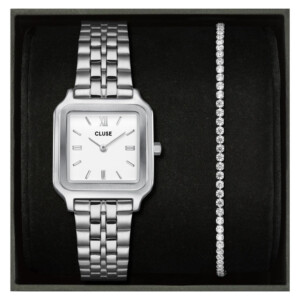 Cluse CG11902 White Dial x Eleve Tennis Bracelet Set - zegarek damski