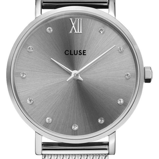 Cluse CW10203 Mesh Crystals Grey Silver Colour - zegarek damski 2