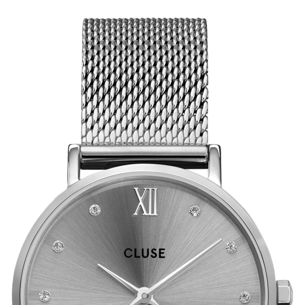 Cluse CW10203 Mesh Crystals Grey Silver Colour - zegarek damski 3