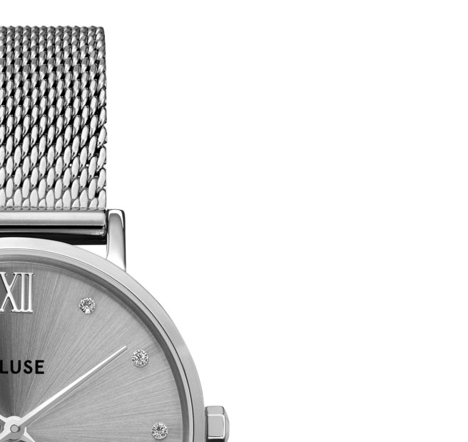 Cluse CW10203 Mesh Crystals Grey Silver Colour - zegarek damski 5