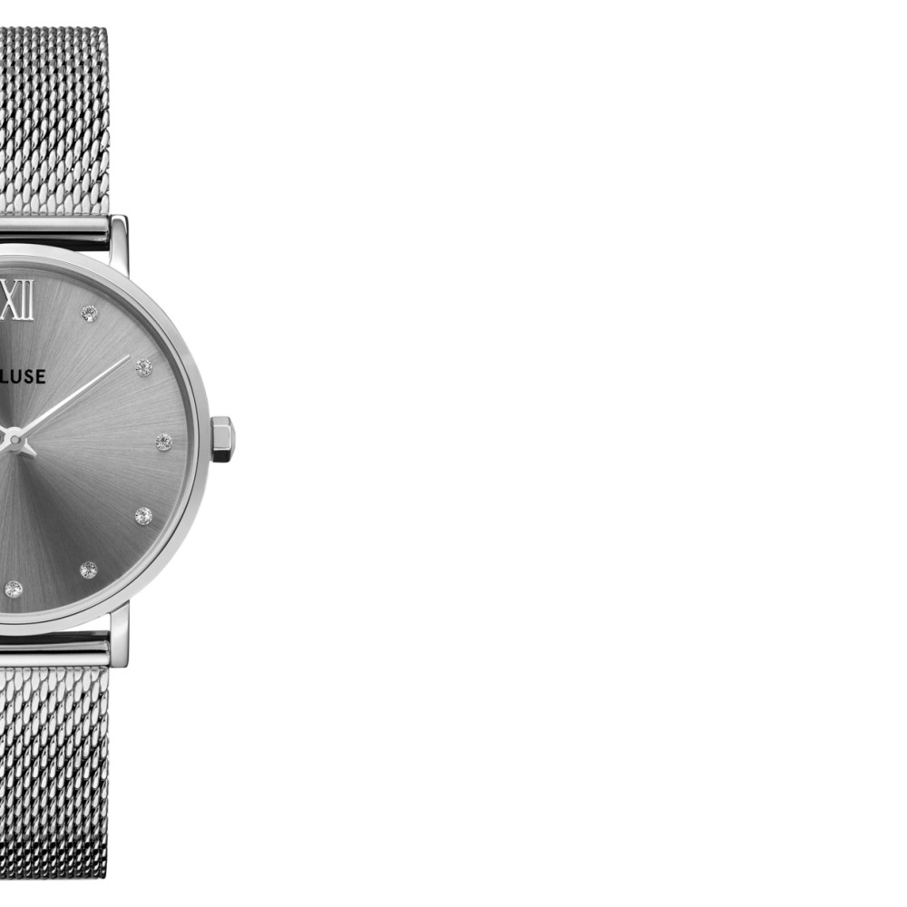 Cluse CW10203 Mesh Crystals Grey Silver Colour - zegarek damski 6