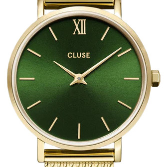 Cluse CW10206 Mesh Green Gold Colour - zegarek damski 2