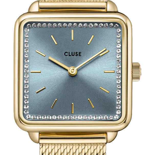 Cluse CW10310 Mesh stones Light Blue Gold Colour - zegarek damski 2