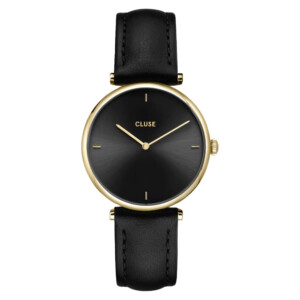 Cluse CW10404 Leather Black Gold colour - zegarek damski