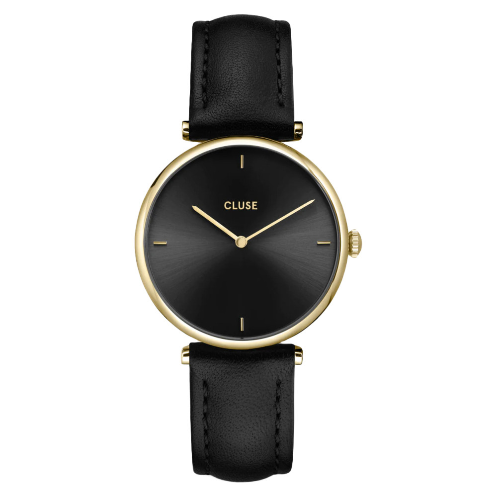 Cluse CW10404 Leather Black Gold colour - zegarek damski 1