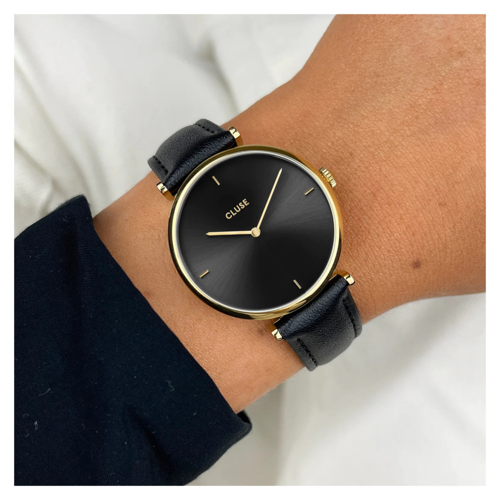 Cluse CW10404 Leather Black Gold colour - zegarek damski 9