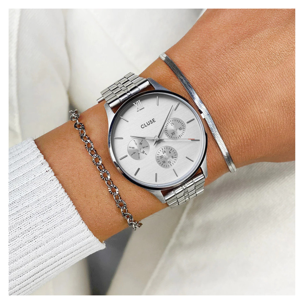 Cluse CW10703 Minuit Multifunction Full Silver - zegarek damski 9