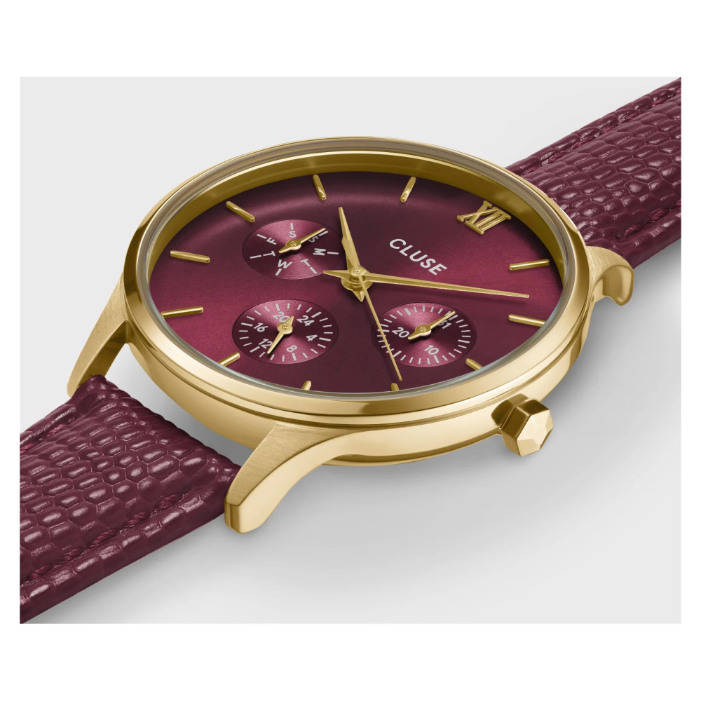 Cluse CW10706 Minuit Burgundy Leather Strap - zegarek damski 8