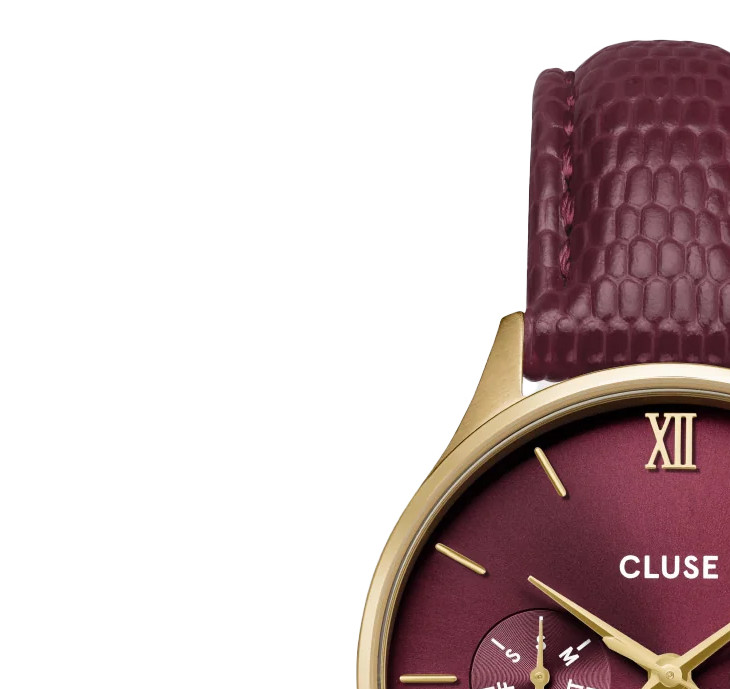 Cluse CW10706 Minuit Burgundy Leather Strap - zegarek damski 4