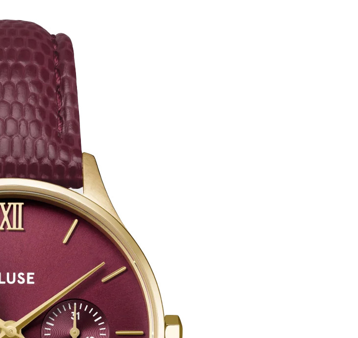 Cluse CW10706 Minuit Burgundy Leather Strap - zegarek damski 5