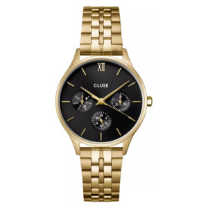 Cluse CW10707 Minuit Multifunction Gold Black Dial 34mm - zegarek damski